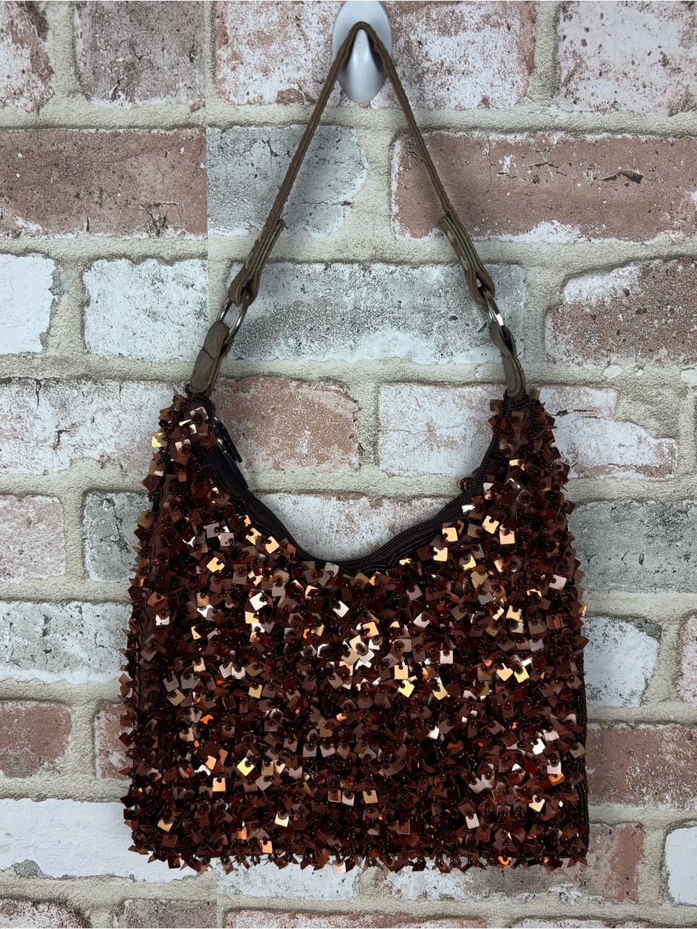 Nicole Lee Collection Sequin Shimmer Sparkle Brown Shoulder Bag Purse
